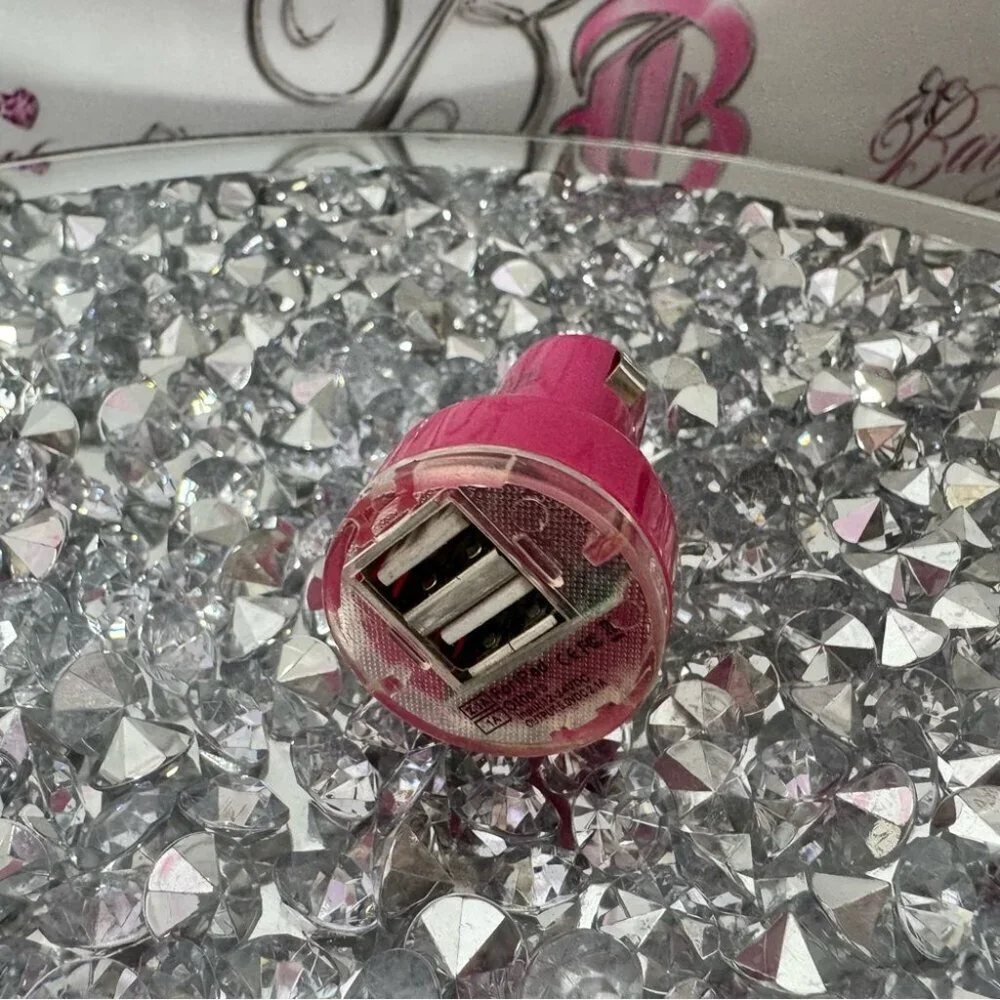 PDI car charging port dual usb Pink cute Car Charger